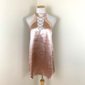 ✨5 FOR $25✨  LF SEEK The Label Blush Pink Silk Lace Up Dress